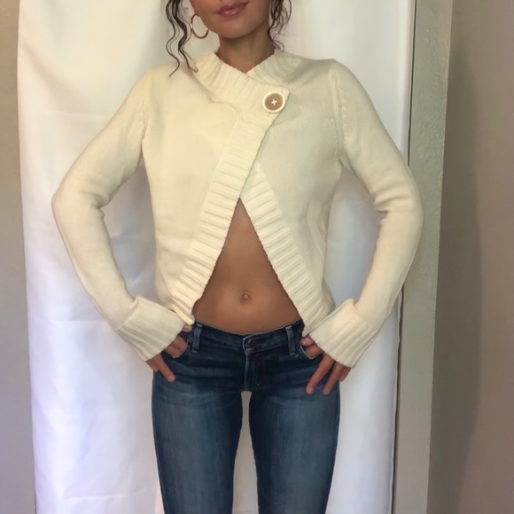 Christopher Fischer Soho Cream Wool/Cashmere Blend Open Front Cardigan - Picture 2 of 4